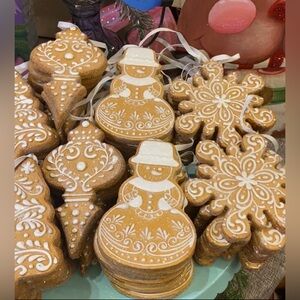 Festive Shimmering Gingerbread Ornaments Set of 4